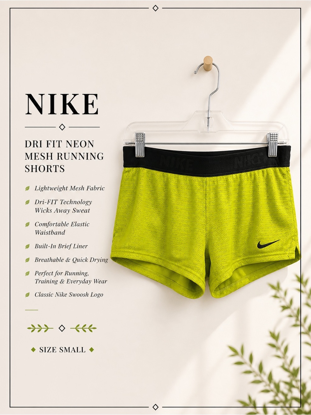 Nike Dri Fit Neon Mesh Running Shorts Size Small